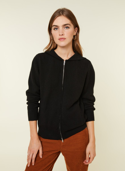 Zipped hooded cashmere blend cardigan - Alfred