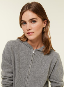 Zipped hoodie in recycled cashmere and wool - Alfred