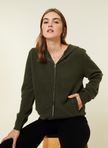 Zipped hoodie in recycled cashmere and wool - Alfred