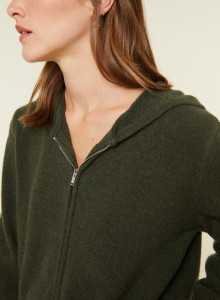 Zipped hoodie in recycled cashmere and wool - Alfred