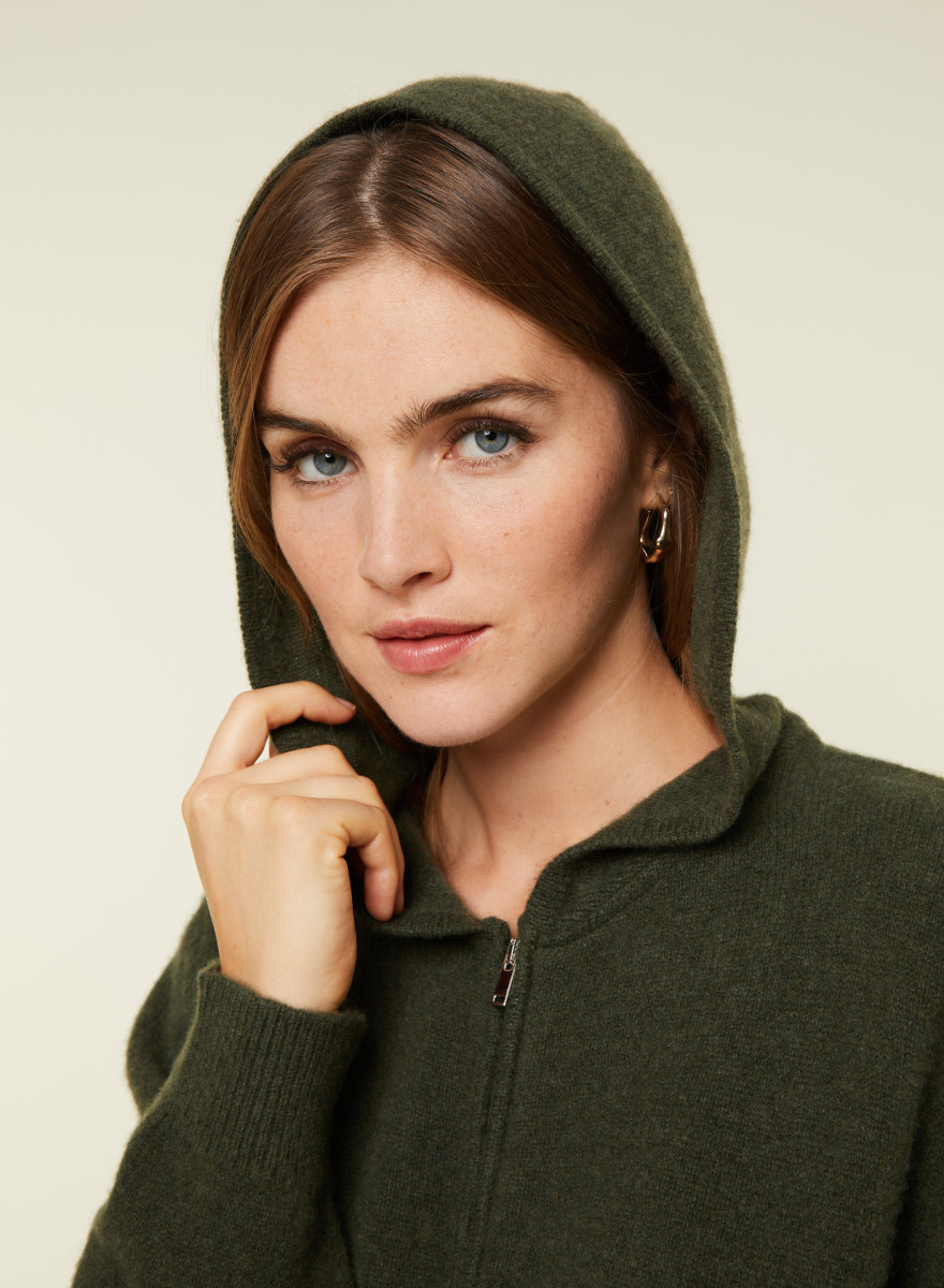 Zipped hoodie in recycled cashmere and wool - Alfred