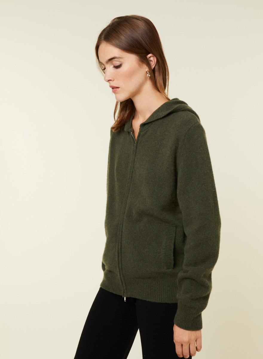 Zipped hoodie in recycled cashmere and wool - Alfred