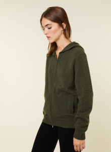 Zipped hoodie in recycled cashmere and wool - Alfred