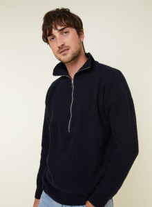 Recycled Wool and Cashmere Beaded Trucker Neck Sweater - English