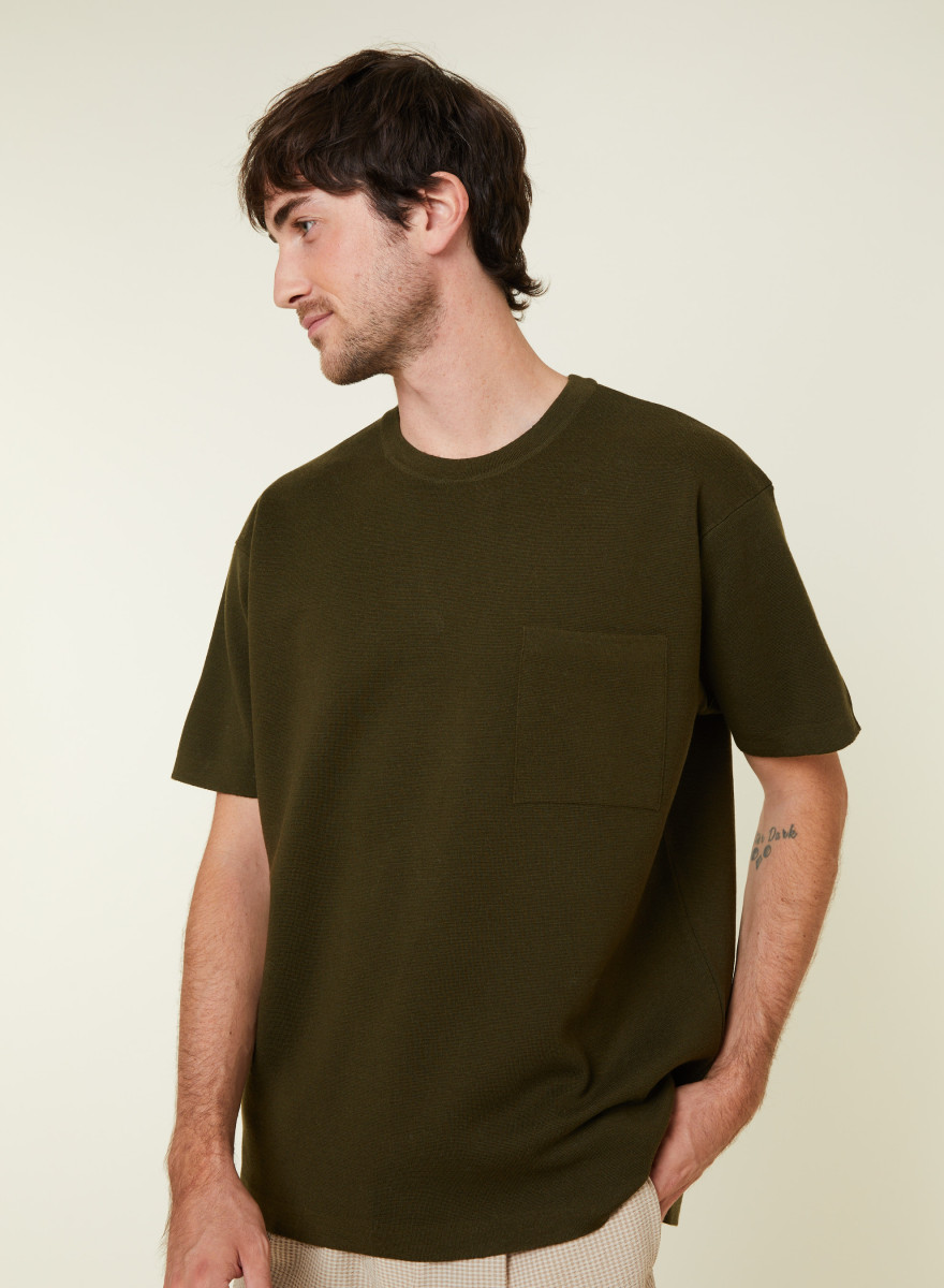Loose t-shirt with pocket in merino wool - Florentin