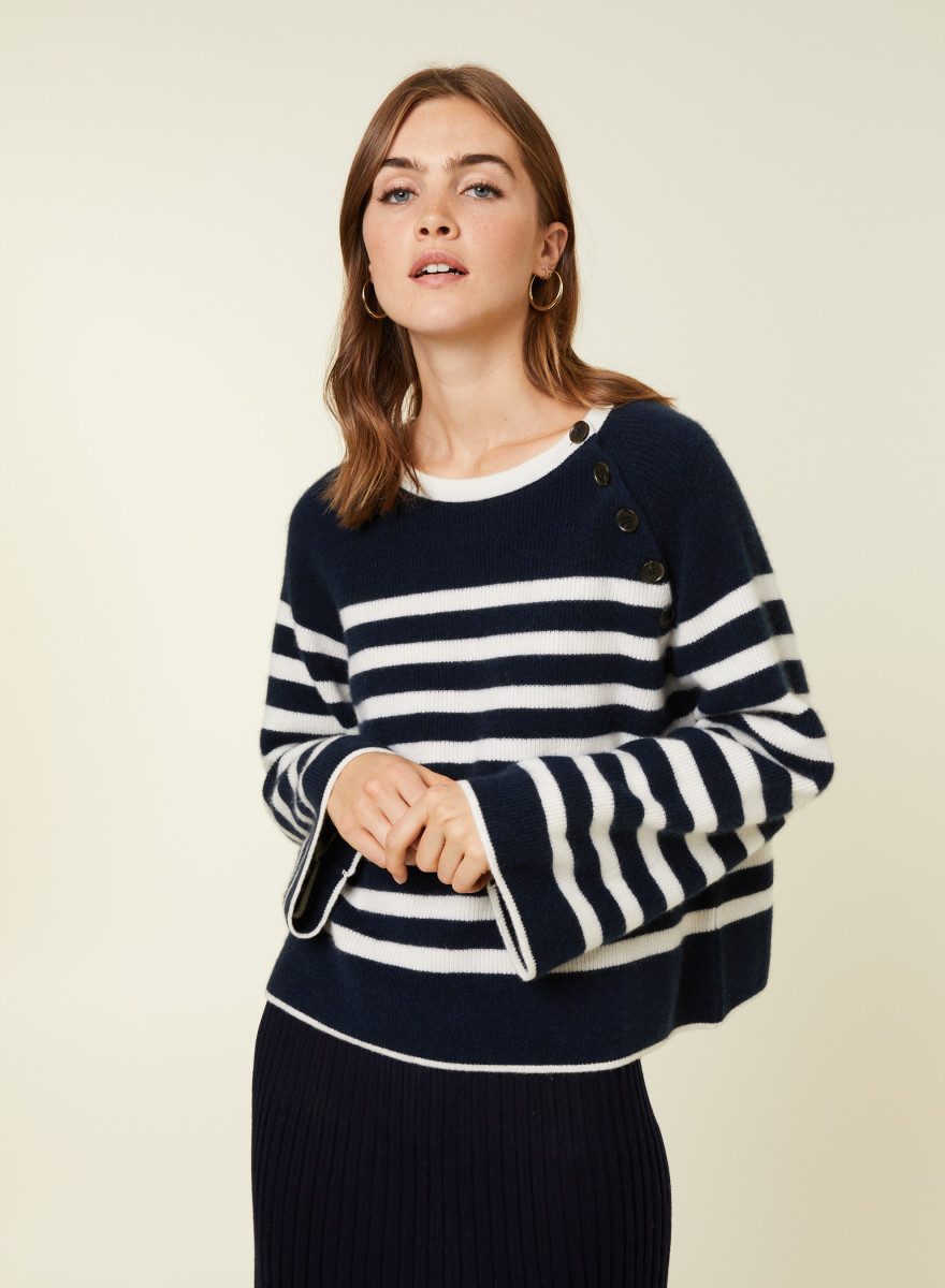 Sailor sweater in cashmere with loose sleeves - Gaelle