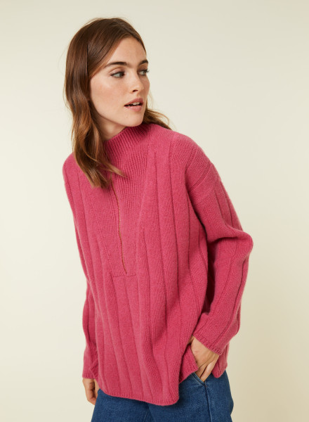High-neck zipped cashmere blend sweater - Lodric