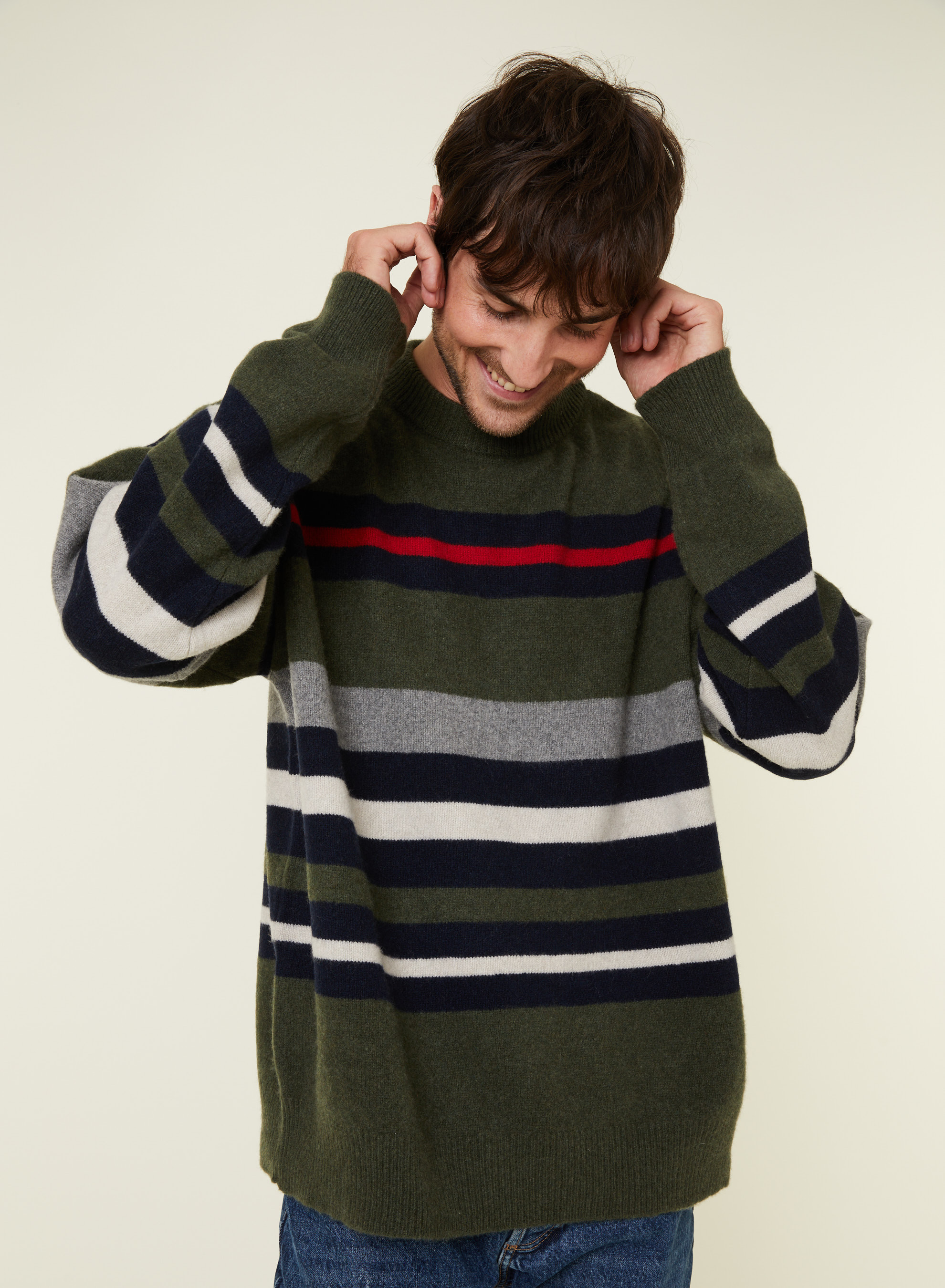 stripes for creative MOHAIR CREW NECK XLKidMohai - トップス