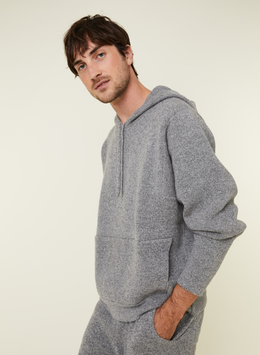 Hooded hoodie with pockets in wool and cashmere - Fabio