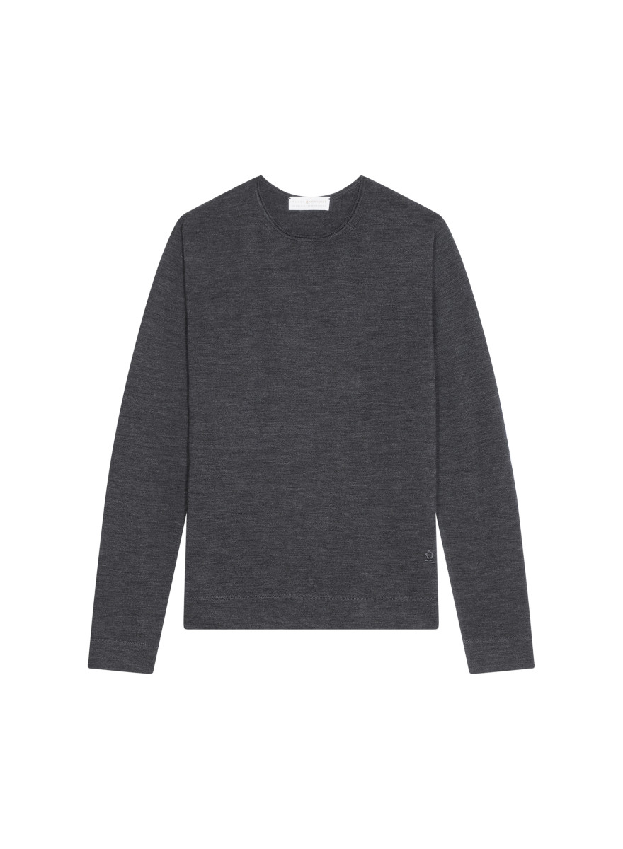 Round-neck merino wool sweater with rolled finishes - Rythme