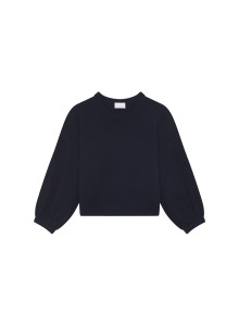 Round-neck sweater with balloon sleeves in recycled cashmere and wool - Lamara