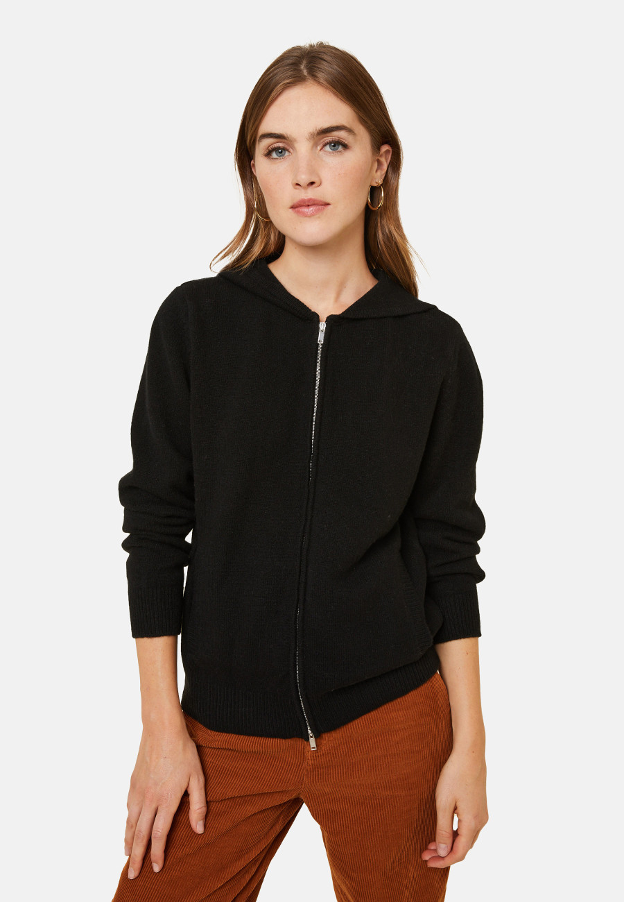 Zipped hoodie in recycled cashmere and wool - Alfred