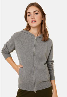 Zipped hoodie in recycled cashmere and wool - Alfred