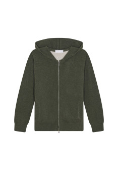 Zipped hoodie in recycled cashmere and wool - Alfred