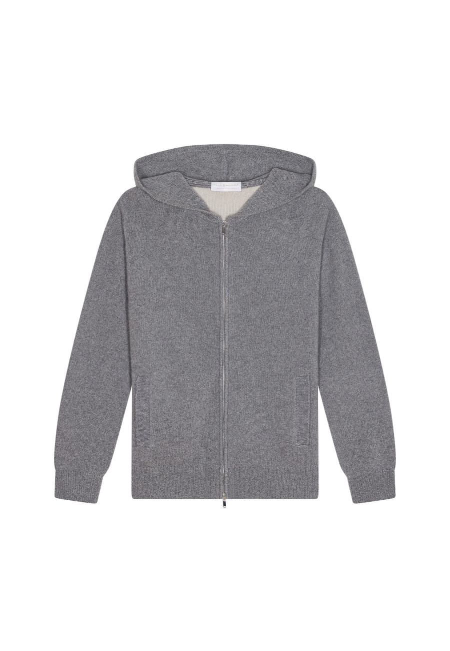 Zipped hoodie in recycled cashmere and wool - Alfred