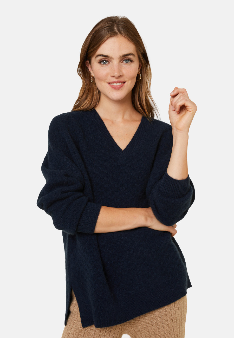 V-neck sweater with slits in cashmere dots - Giulia