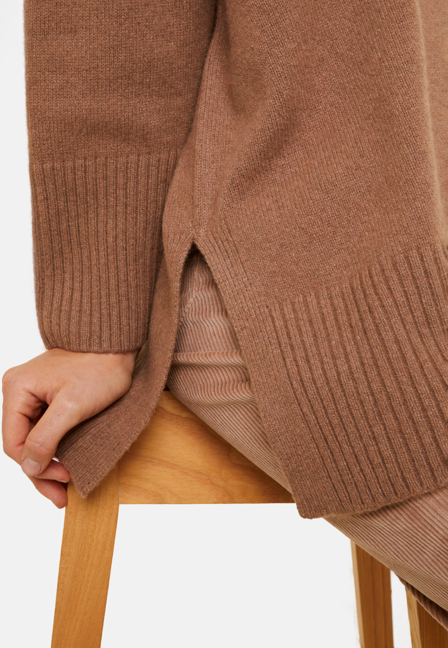 Loose sweater with slits in recycled cashmere and wool - Darius