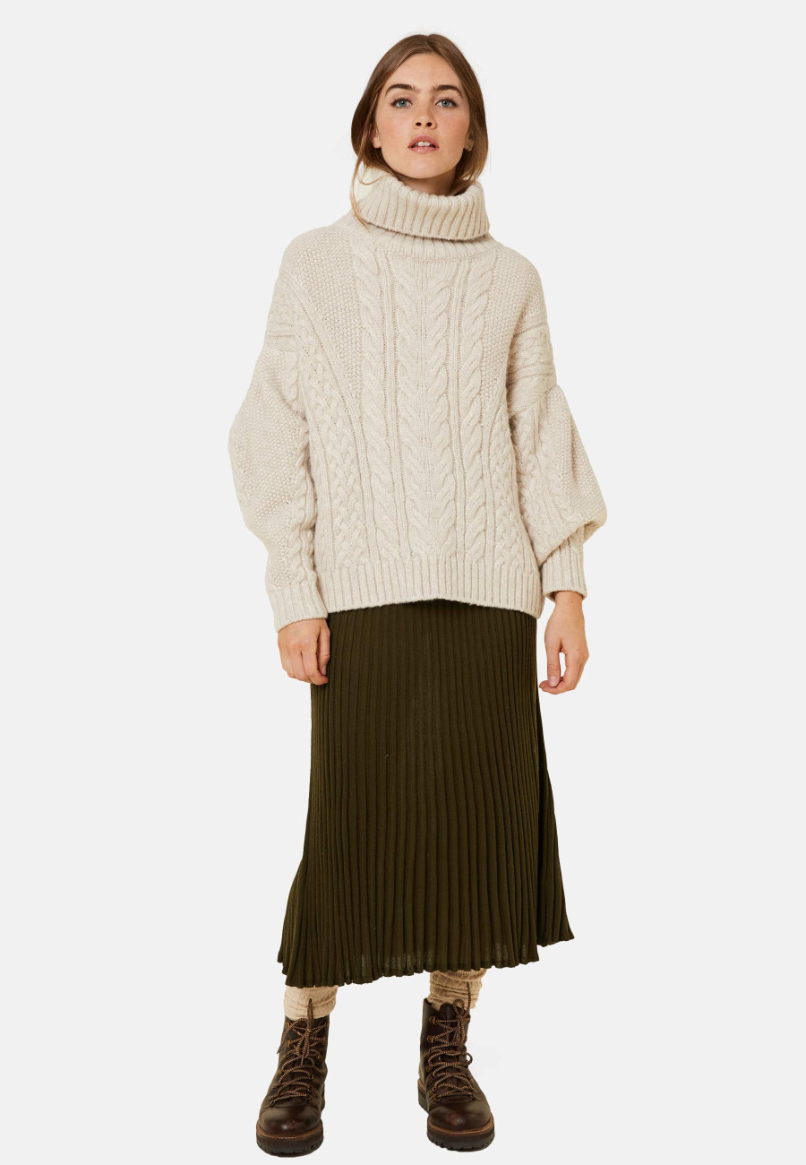 Loose twisted turtleneck sweater in cocoon wool - Gaia