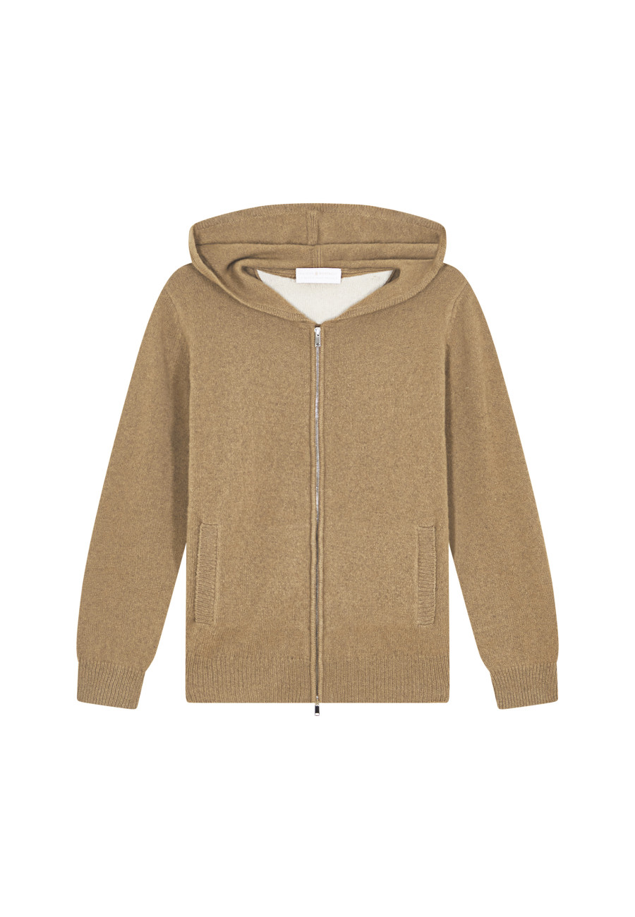Zipped hoodie in recycled cashmere and wool - Alfred