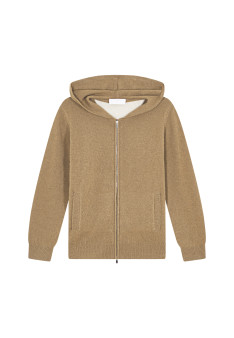 Zipped hoodie in recycled cashmere and wool - Alfred