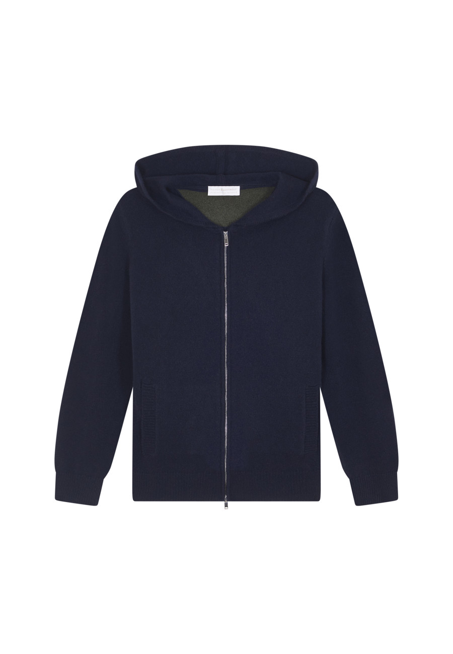 Zipped hoodie in recycled cashmere and wool - Alfred