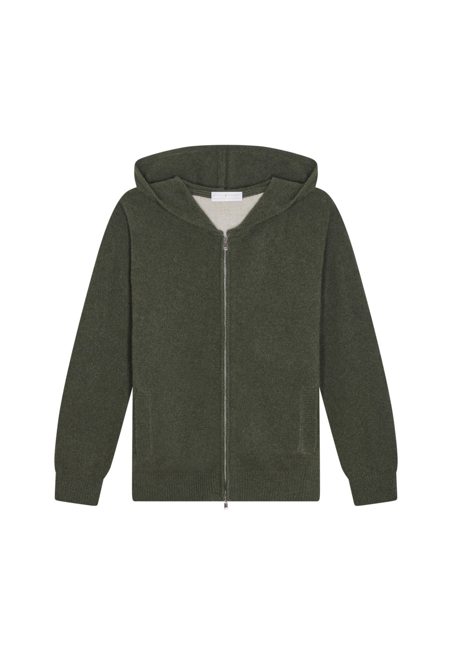 Zipped hoodie in recycled cashmere and wool - Alfred
