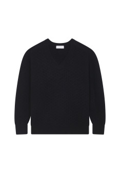 V-neck sweater with slits in cashmere dots - Giulia