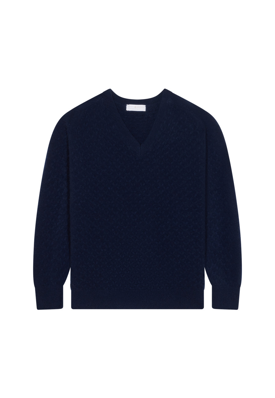 V-neck sweater with slits in cashmere dots - Giulia