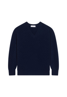 V-neck sweater with slits in cashmere dots - Giulia