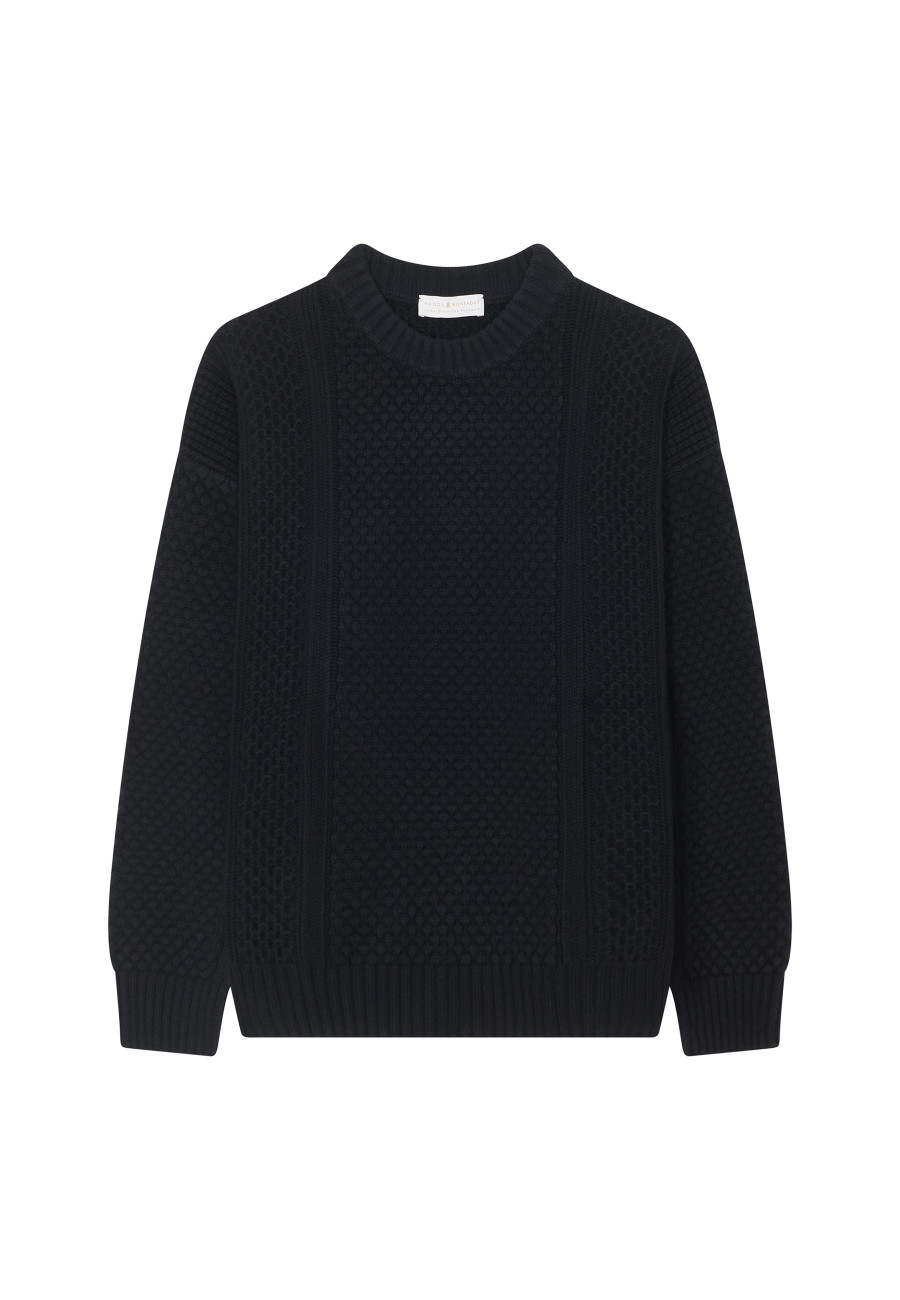 Waffle Knitted Black Sweater – Rhythm US