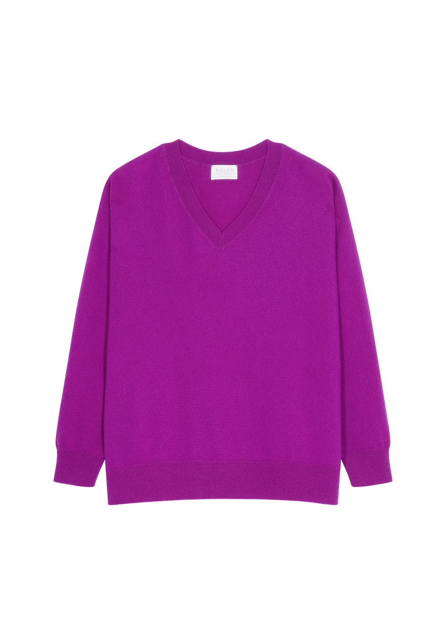 Loose sweater with V-neck slits in cashmere - Alienor