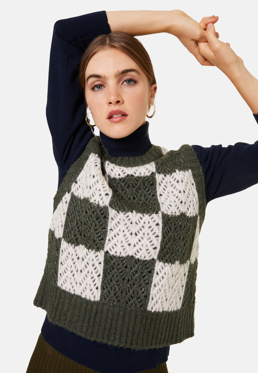 Openwork sleeveless wool cocoon sweater - Geva