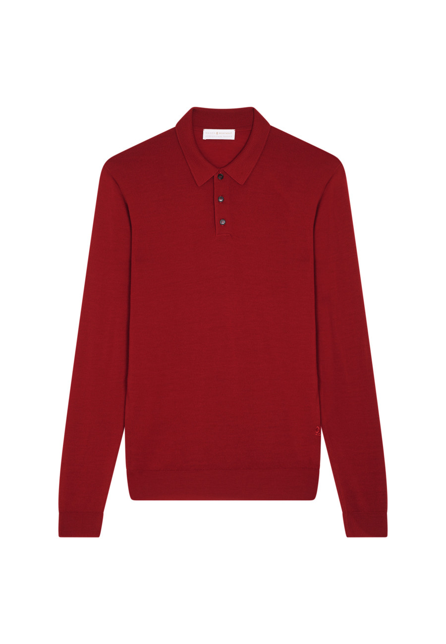Polo neck sweater with logo in merino wool - Eni