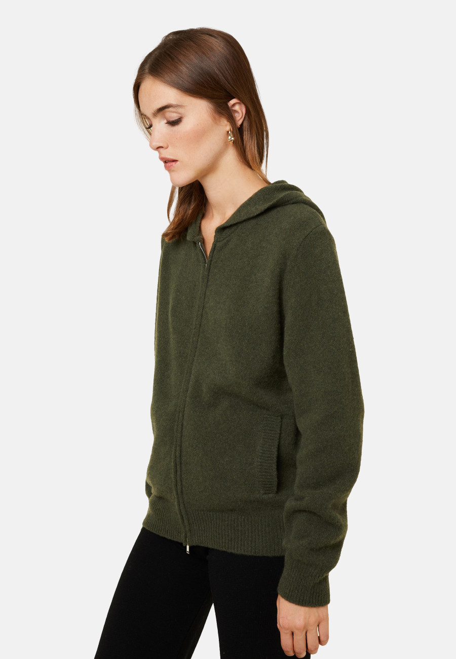 Zipped hoodie in recycled cashmere and wool - Alfred