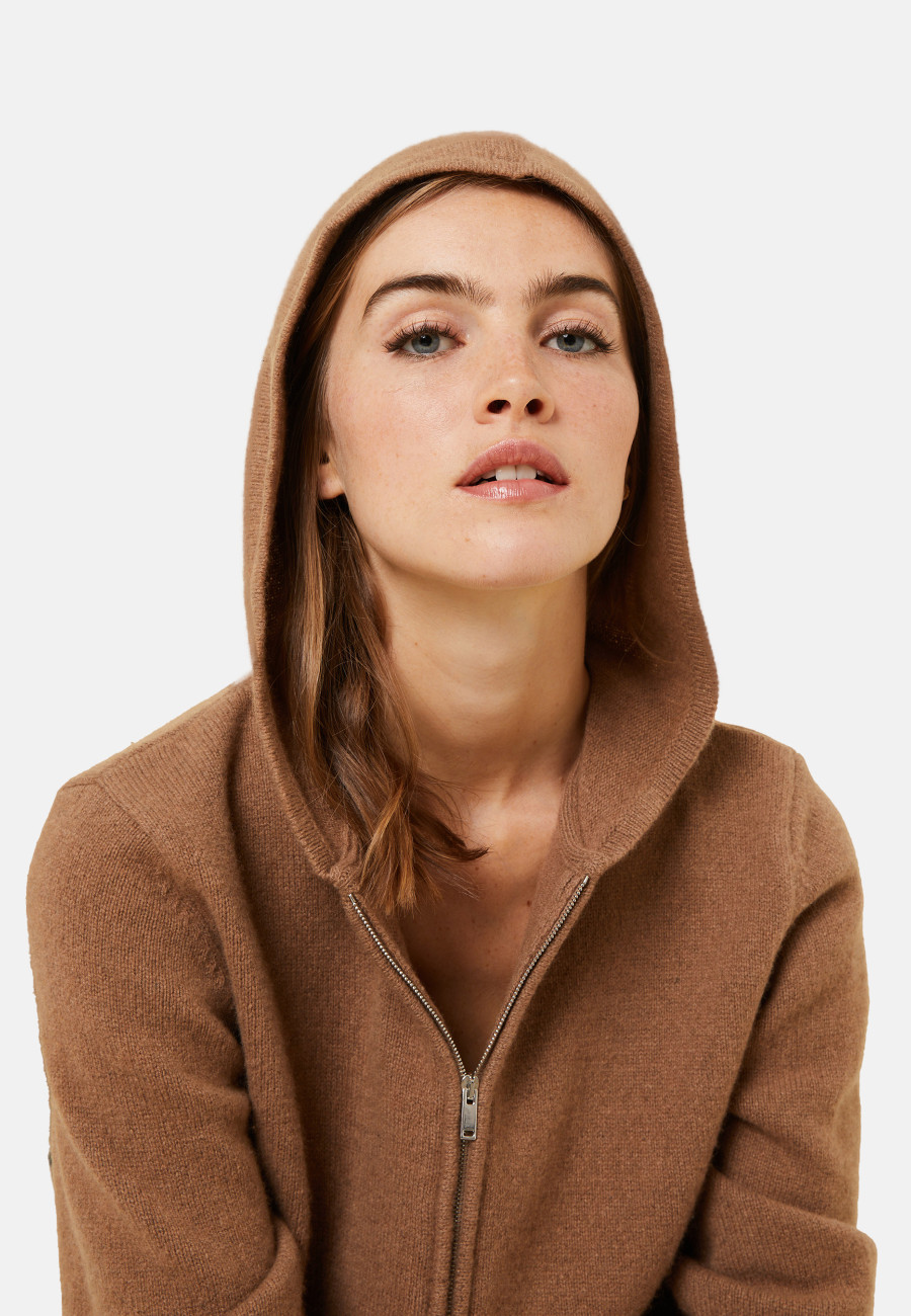 Zipped hoodie in recycled cashmere and wool - Alfred
