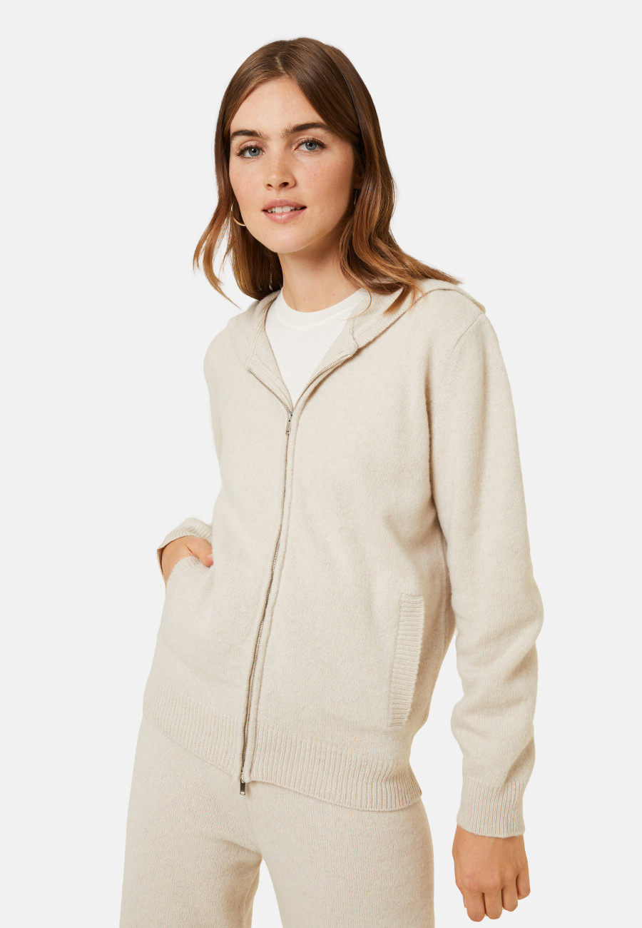 Zipped hoodie in recycled cashmere and wool - Alfred