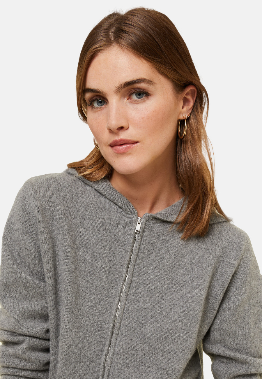Zipped hoodie in recycled cashmere and wool - Alfred