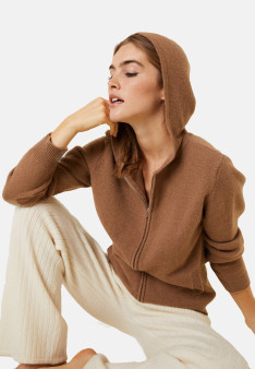 Zipped hoodie in recycled cashmere and wool - Alfred