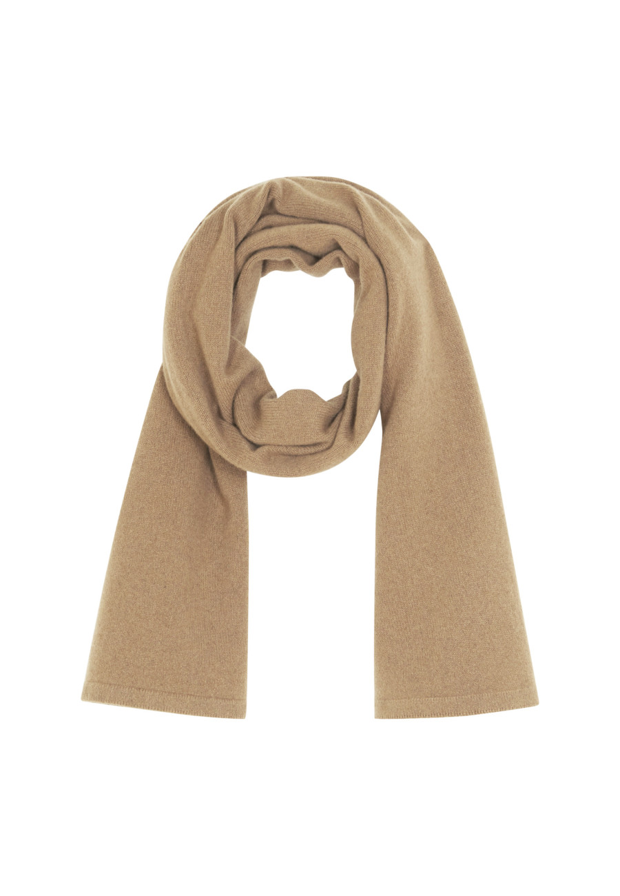 Unisex Ribbed Cashmere Scarf Heather Beige Brown