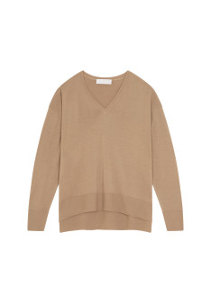Merino wool V-neck sweater with slits - Aurora