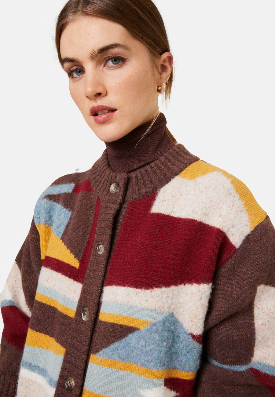 Long buttoned wool blend cardigan - Gloria