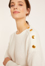 Round neck sweater with buttoned shoulder in organic cotton - Meryl
