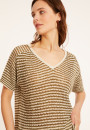 Openwork linen V-neck T-shirt - Marguerite