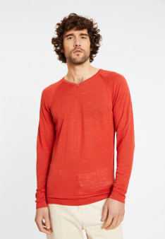 Slub linen t-shirt with raglan sleeves - Damon