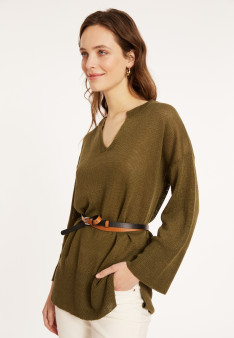 Loose linen V-neck tunic - Marielle