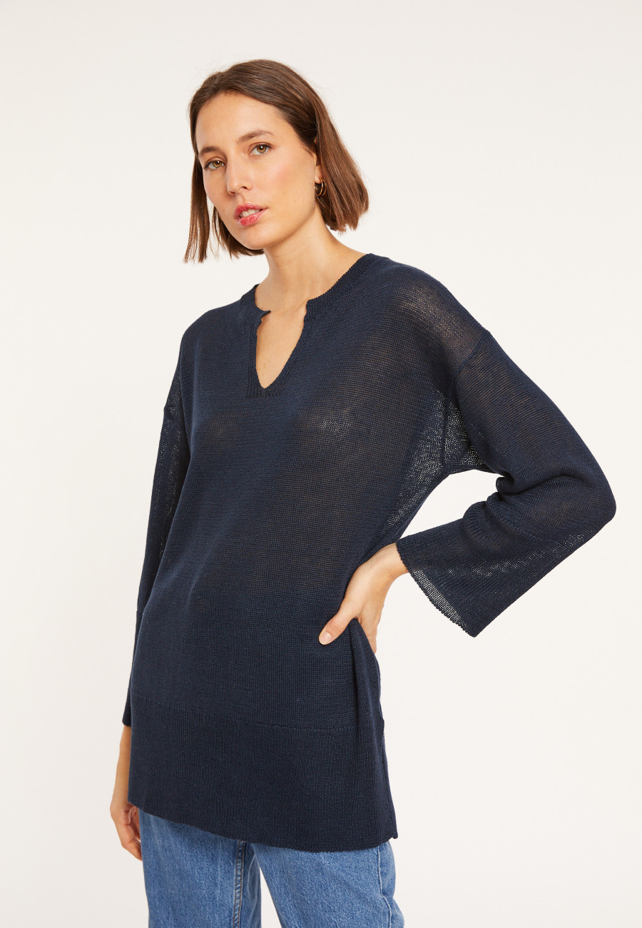 Loose linen V-neck tunic - Marielle