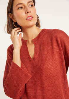 Loose linen V-neck tunic - Marielle