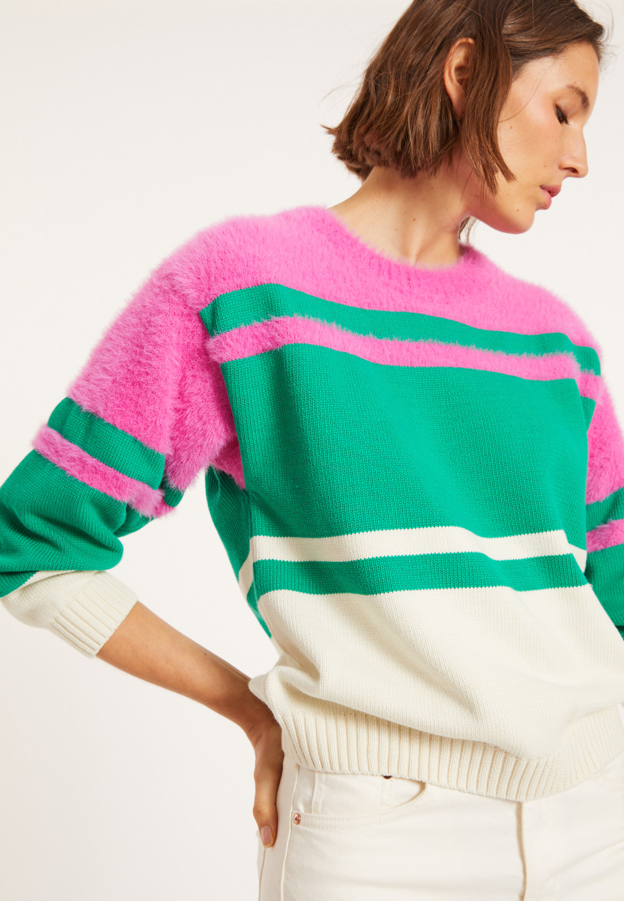 Three-colored cotton sweater - Mavrick