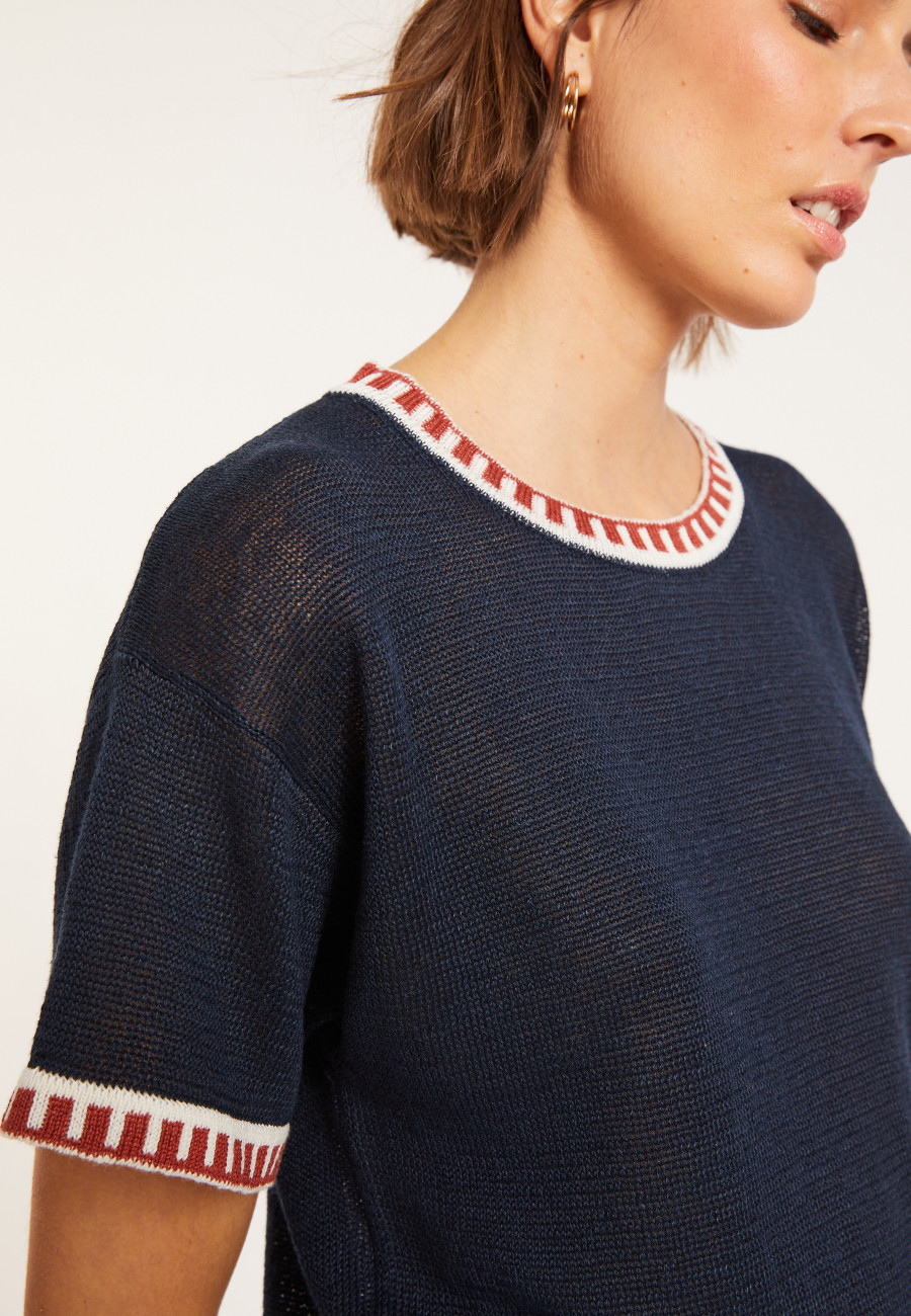 Linen T-shirt with round neck - Morwena