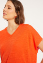 Flamed linen V-neck loose T-shirt - Marra